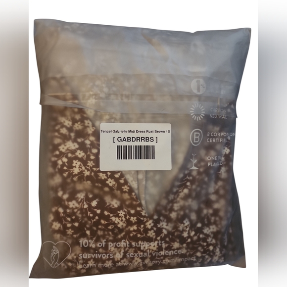 Sozy Tencel Gabrielle Rust Orange Multi Floral Midi Dress NWT Small In Package - Picture 3 of 4